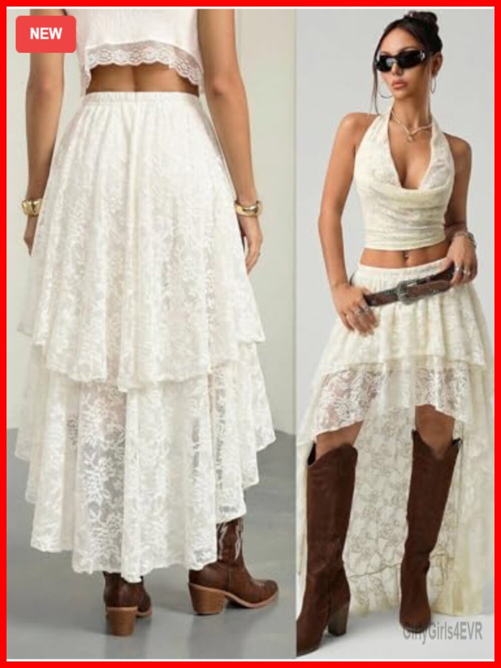Women's Maxi Skirt Asymmetrical High Low Ruffle Fairy Y2K Rave Outfit - Picture 2 of 6